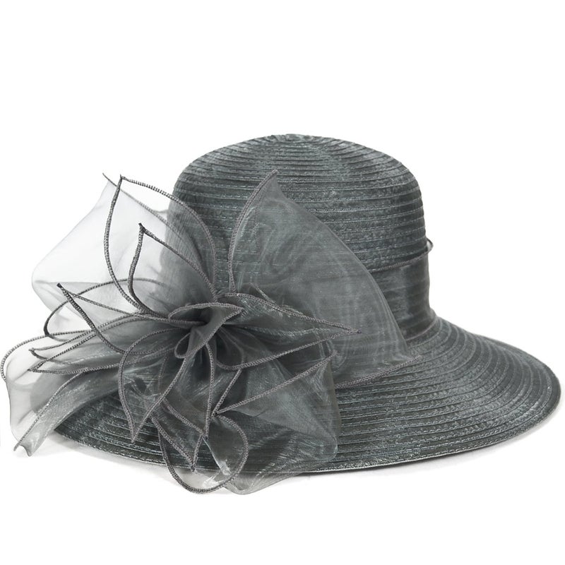 VECRY Kentucky Church Derby Dress Cloche Hat Sweet Cute Floral Bucket Hats (Leaf-Grey) - Image 2